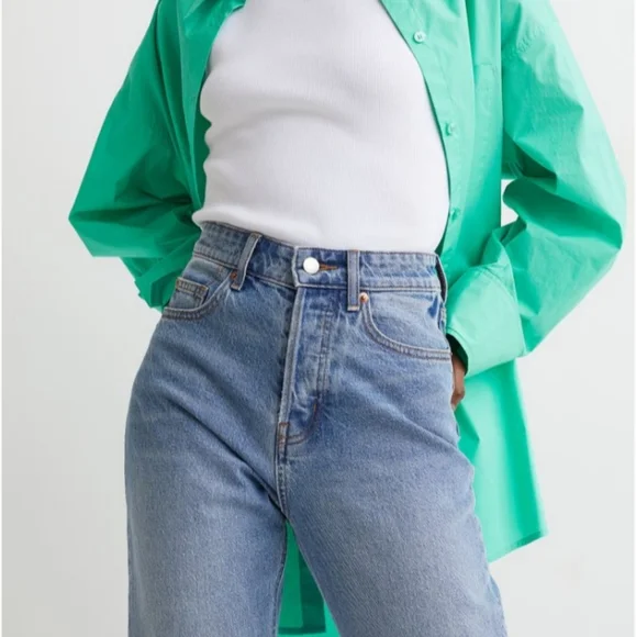 H&M Straight High Ankle Jeans in 'Light Denim Blue', Size 6 - Picture 2 of 12